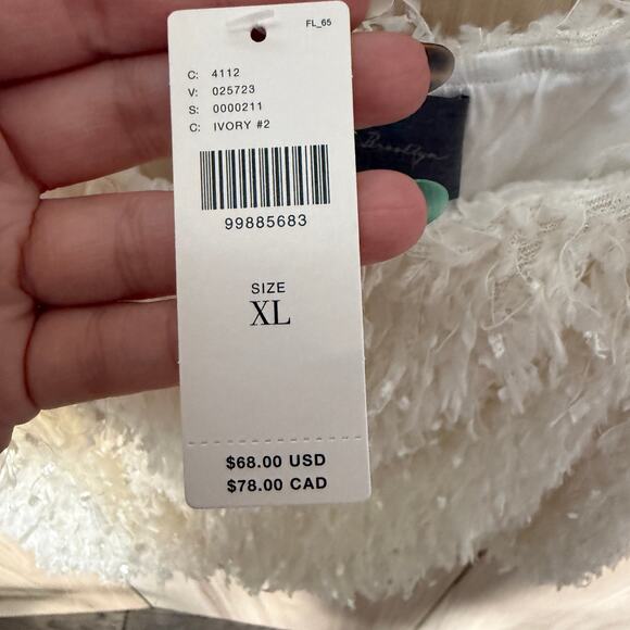 Anthropologie Cami Feathered Tank Top Sunday in Brooklyn White Size XL NEW - Picture 7 of 9